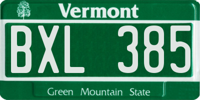 VT license plate BXL385