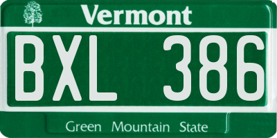 VT license plate BXL386