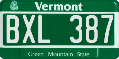VT license plate BXL387