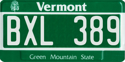 VT license plate BXL389