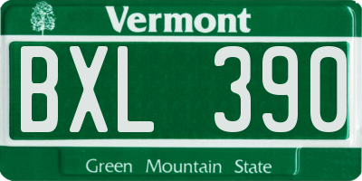 VT license plate BXL390
