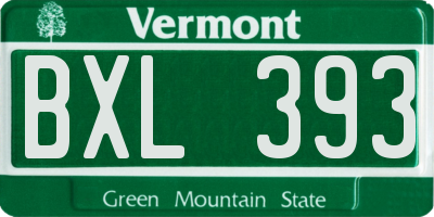 VT license plate BXL393