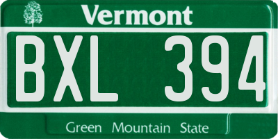 VT license plate BXL394