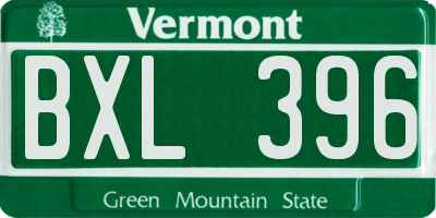 VT license plate BXL396
