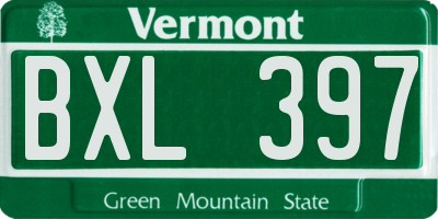 VT license plate BXL397