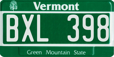 VT license plate BXL398