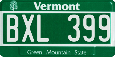 VT license plate BXL399