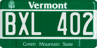 VT license plate BXL402
