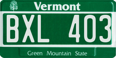VT license plate BXL403