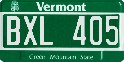 VT license plate BXL405