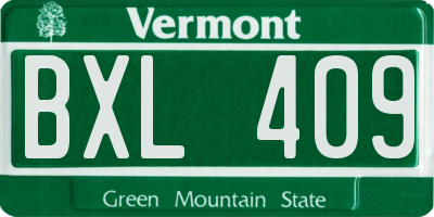 VT license plate BXL409