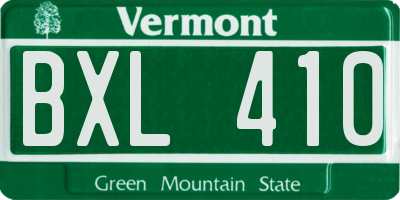 VT license plate BXL410