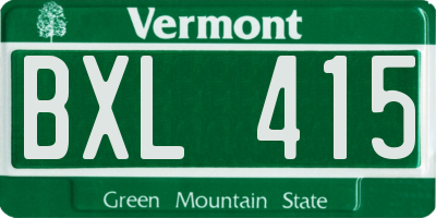 VT license plate BXL415