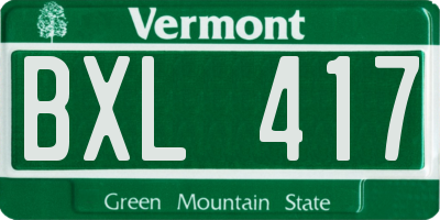 VT license plate BXL417
