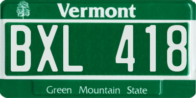 VT license plate BXL418