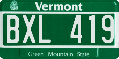 VT license plate BXL419