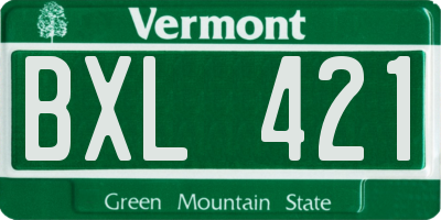 VT license plate BXL421