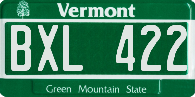 VT license plate BXL422