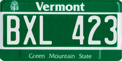 VT license plate BXL423