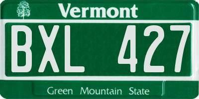 VT license plate BXL427