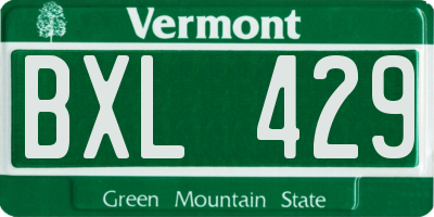 VT license plate BXL429