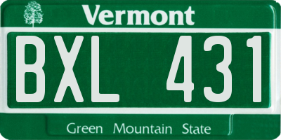 VT license plate BXL431