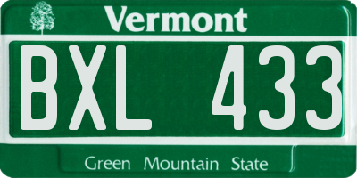 VT license plate BXL433