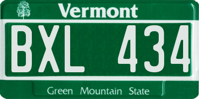 VT license plate BXL434