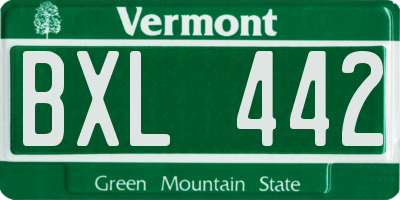VT license plate BXL442
