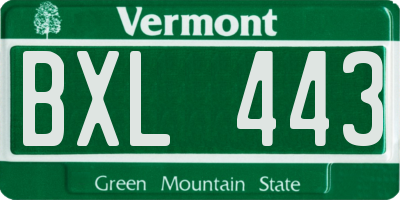 VT license plate BXL443