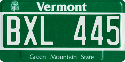VT license plate BXL445