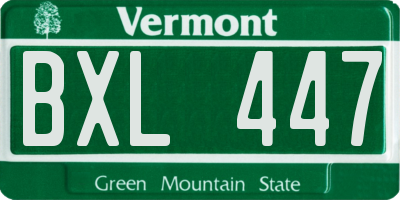 VT license plate BXL447