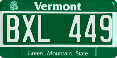 VT license plate BXL449