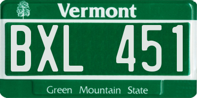 VT license plate BXL451
