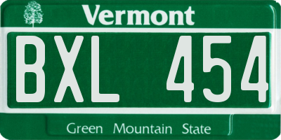 VT license plate BXL454