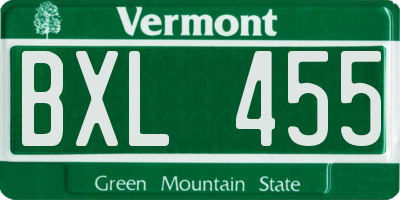 VT license plate BXL455