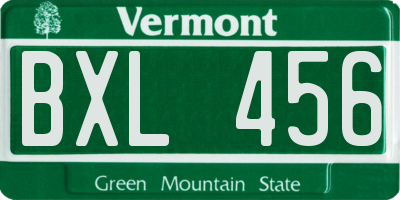 VT license plate BXL456