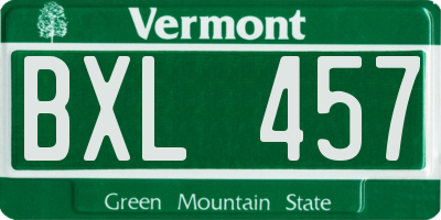 VT license plate BXL457