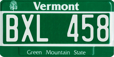 VT license plate BXL458