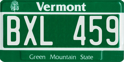 VT license plate BXL459