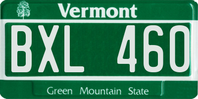 VT license plate BXL460