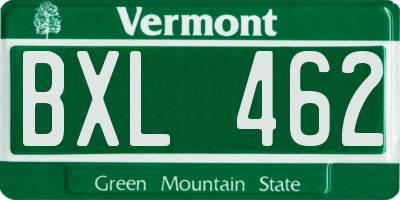 VT license plate BXL462