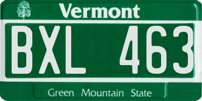 VT license plate BXL463