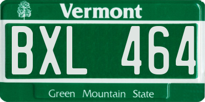 VT license plate BXL464