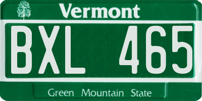 VT license plate BXL465