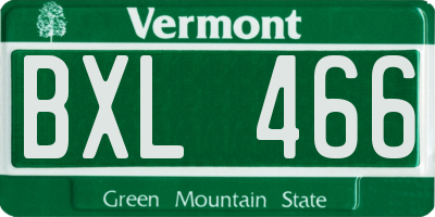 VT license plate BXL466
