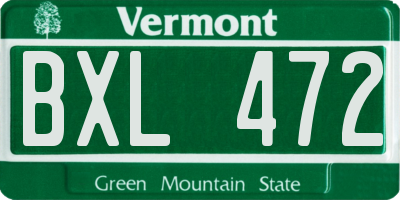 VT license plate BXL472