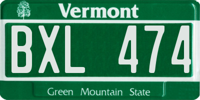 VT license plate BXL474