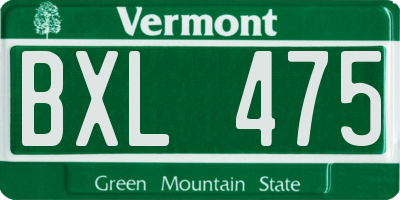 VT license plate BXL475
