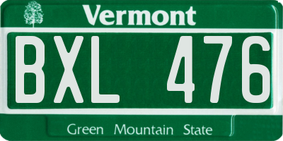 VT license plate BXL476